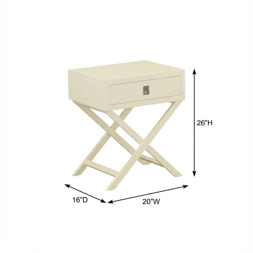 White Bedroom Nightstand with Spacious Surface and Modern Design
