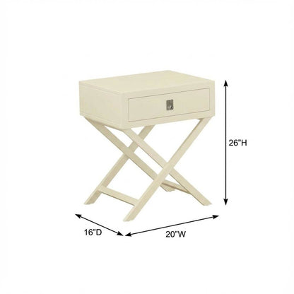 White Bedroom Nightstand with Spacious Surface and Modern Design