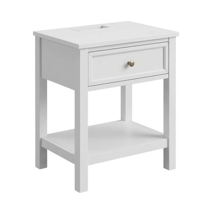 White Modern Night Stand with Single Drawer and Sturdy Construction