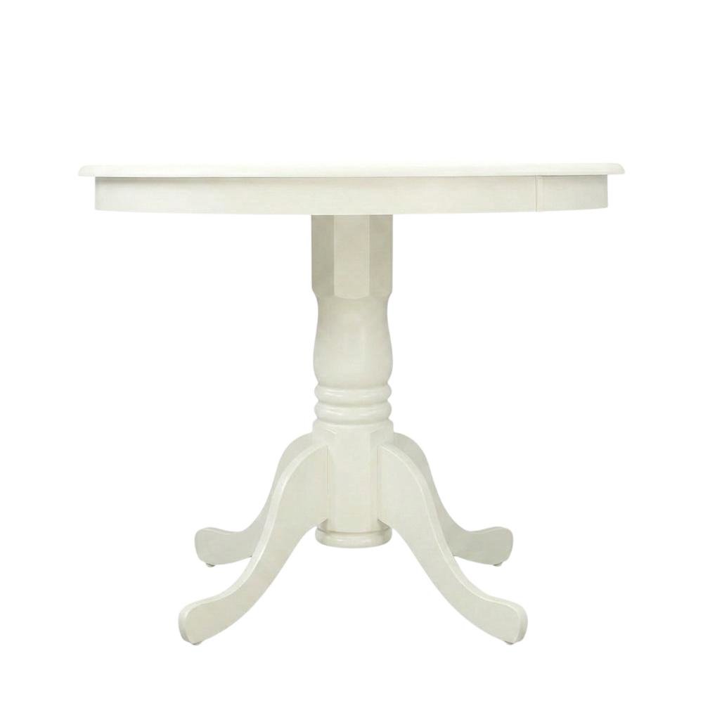 White Solid Wood Dining Table for 2 with Chairs, Small 3 Piece Set