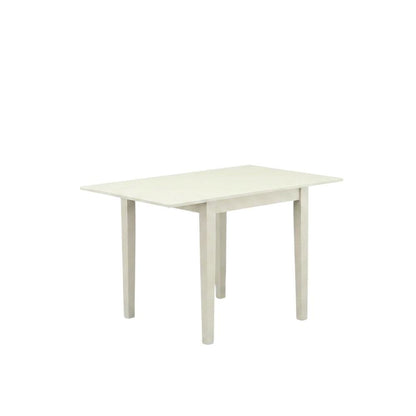Linen White Drop Leaf Rectangular Table, Mid-Century Modern