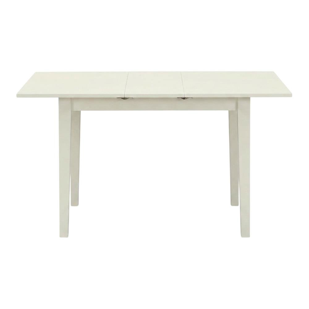 Linen White Rectangular Dining Table, Butterfly Leaf, Seats 4