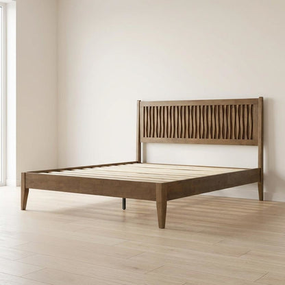 Solid Wood Platform Bed, Headboard & Footboard, No Box Spring, Barnwood, King
