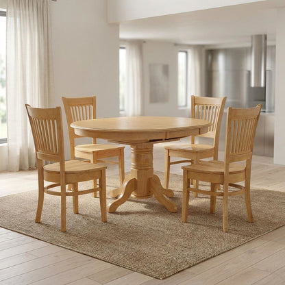 Solid Wood Dining Table & Chairs 5-Piece Set with Leaf