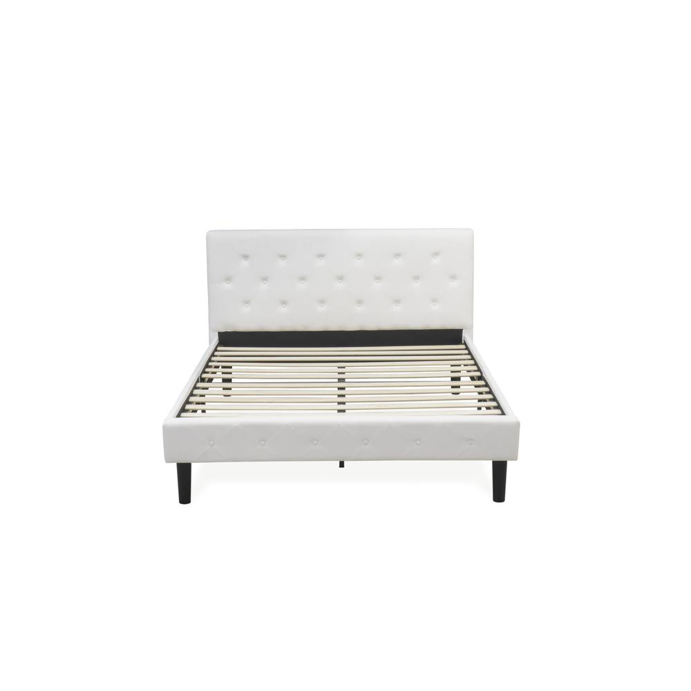 NL19Q-2GA0C 3 Pc Bed Set - 1 Bed White Velvet Fabric Headboard and 2 nightstands - Wire Brushed Butter Cream Finish Nightstand