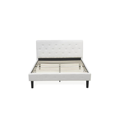 NL19Q-2GA0C 3 Pc Bed Set - 1 Bed White Velvet Fabric Headboard and 2 nightstands - Wire Brushed Butter Cream Finish Nightstand