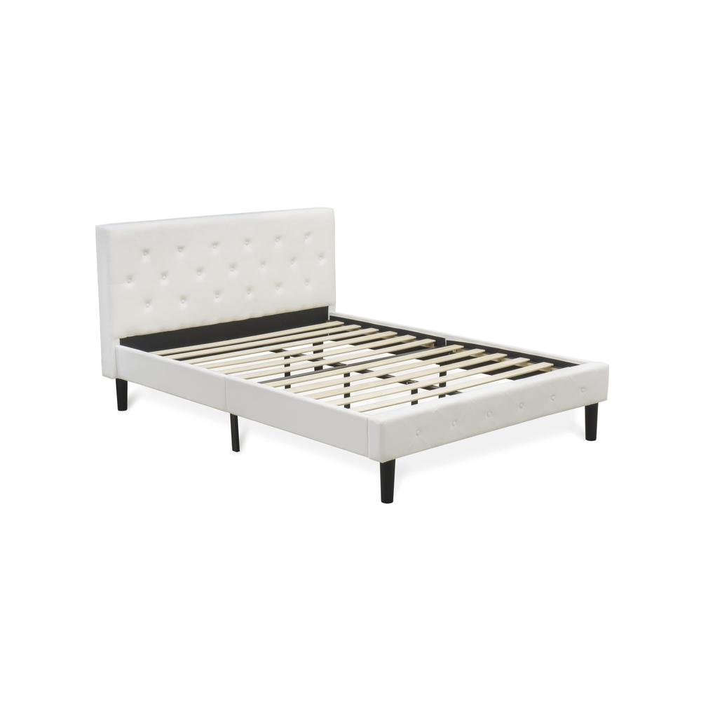 NL19Q-2GA0C 3 Pc Bed Set - 1 Bed White Velvet Fabric Headboard and 2 nightstands - Wire Brushed Butter Cream Finish Nightstand