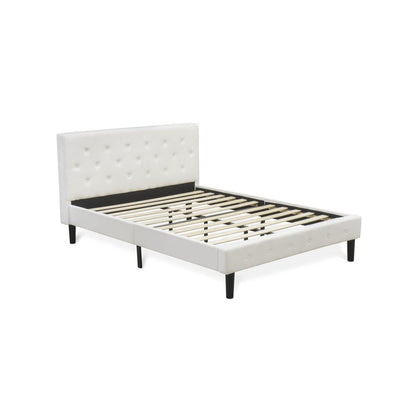 NL19Q-2GA0C 3 Pc Bed Set - 1 Bed White Velvet Fabric Headboard and 2 nightstands - Wire Brushed Butter Cream Finish Nightstand