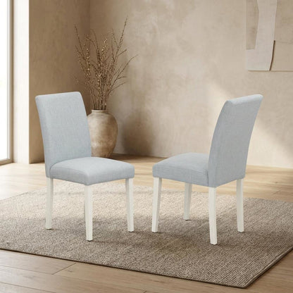 Solid Wood Linen Upholstered Modern Farmhouse Dining Chairs, Set of 2