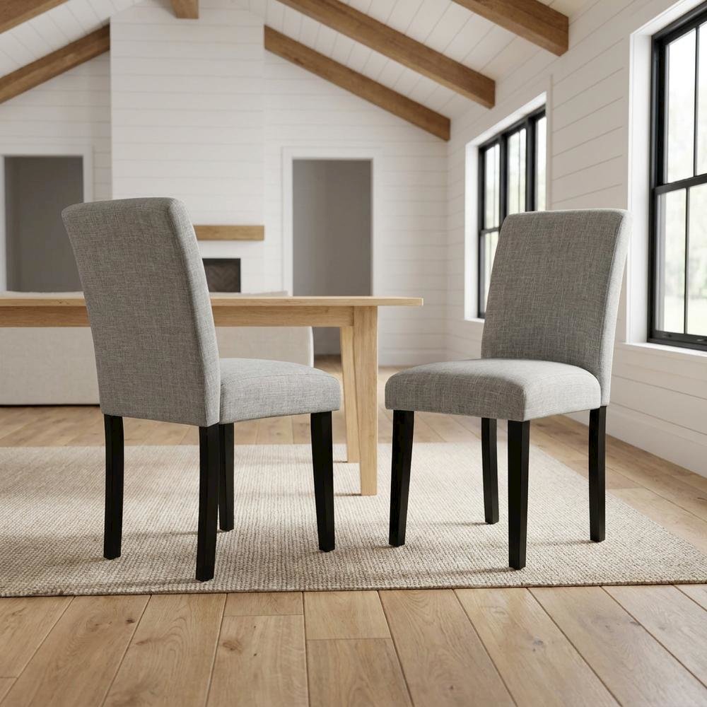 Upholstered Parsons Dining Chair with High Back for Dining Room, Black, Set of 2