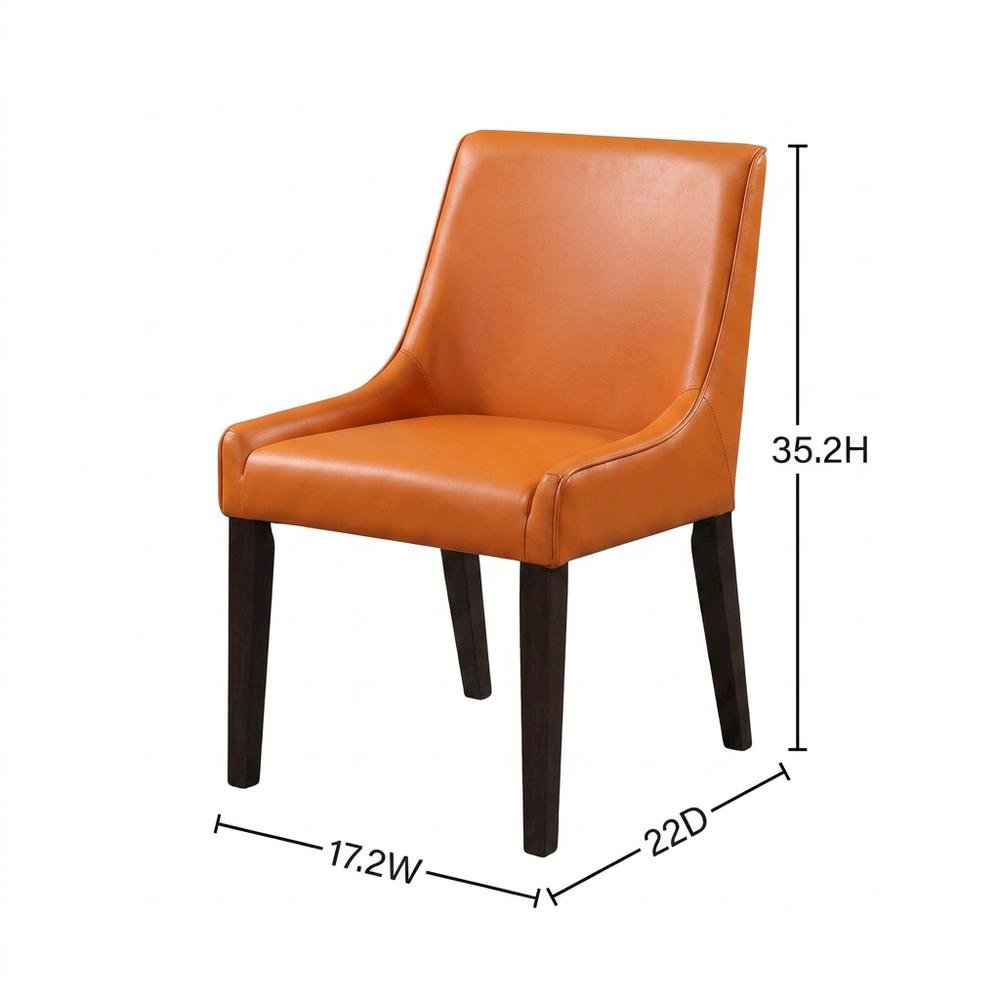 Faux Leather-Upholstered High-Back Parsons Chair for Dining Room, Set of 2