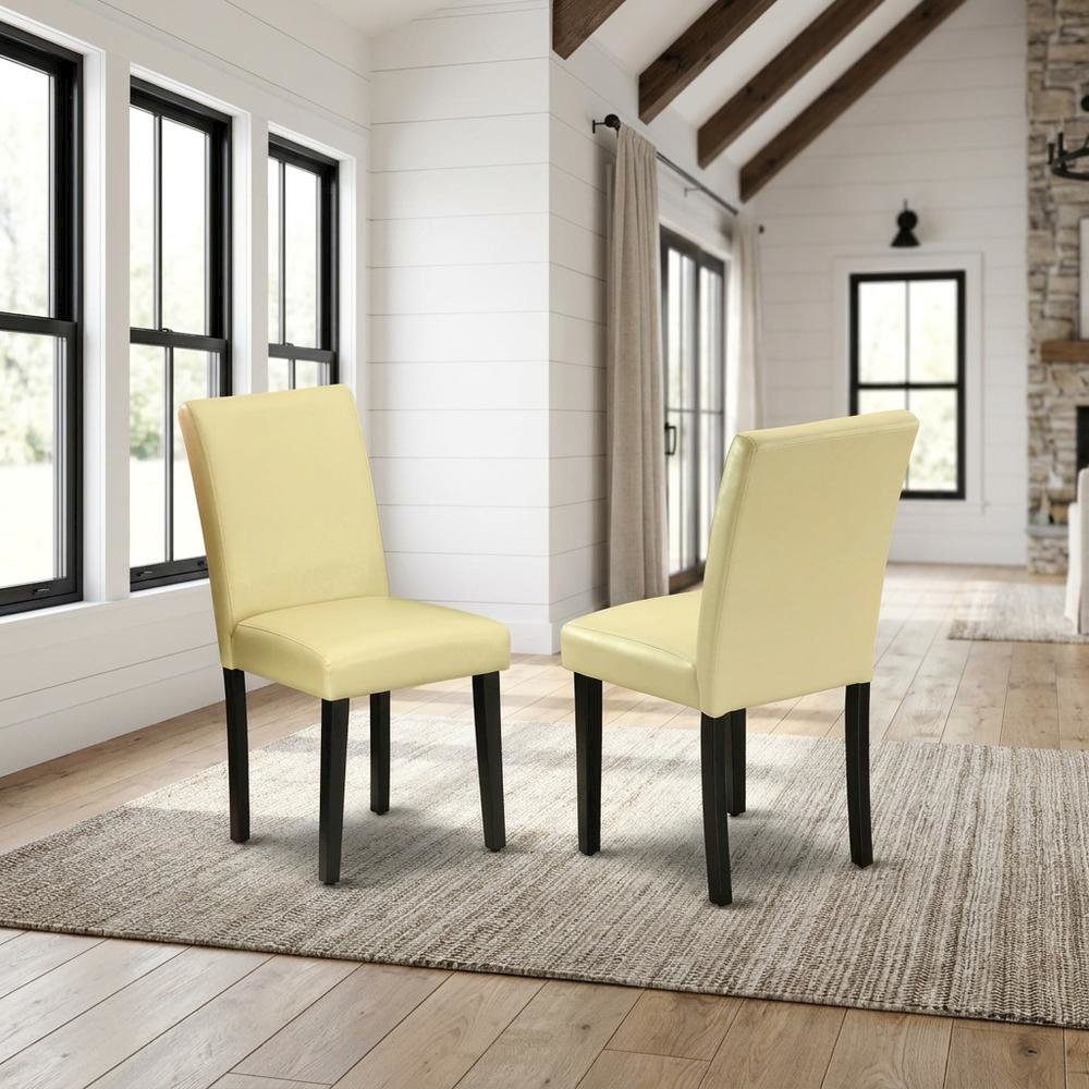 Faux Leather Upholstered Parsons Dining Chair for Kitchen or Dining Room, Set of 2