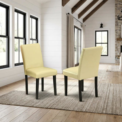 Faux Leather Upholstered Parsons Dining Chair for Kitchen or Dining Room, Set of 2