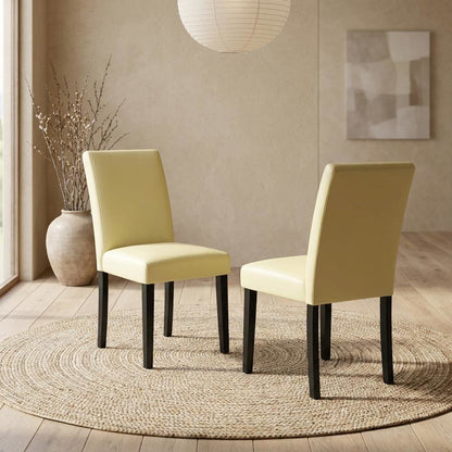 Faux Leather Upholstered Parsons Dining Chair for Kitchen or Dining Room, Set of 2