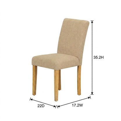 Upholstered Parsons Dining Chair with Padded Seat for Kitchen Table, Oak, Set of 2