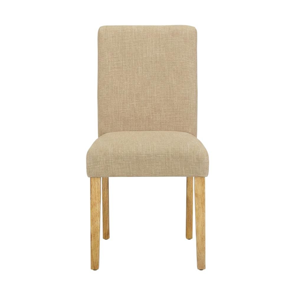Upholstered Parsons Dining Chair with Padded Seat for Kitchen Table, Oak, Set of 2