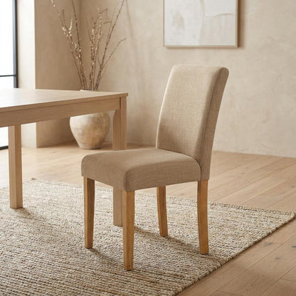 Upholstered Parsons Dining Chair with Padded Seat for Kitchen Table, Oak, Set of 2