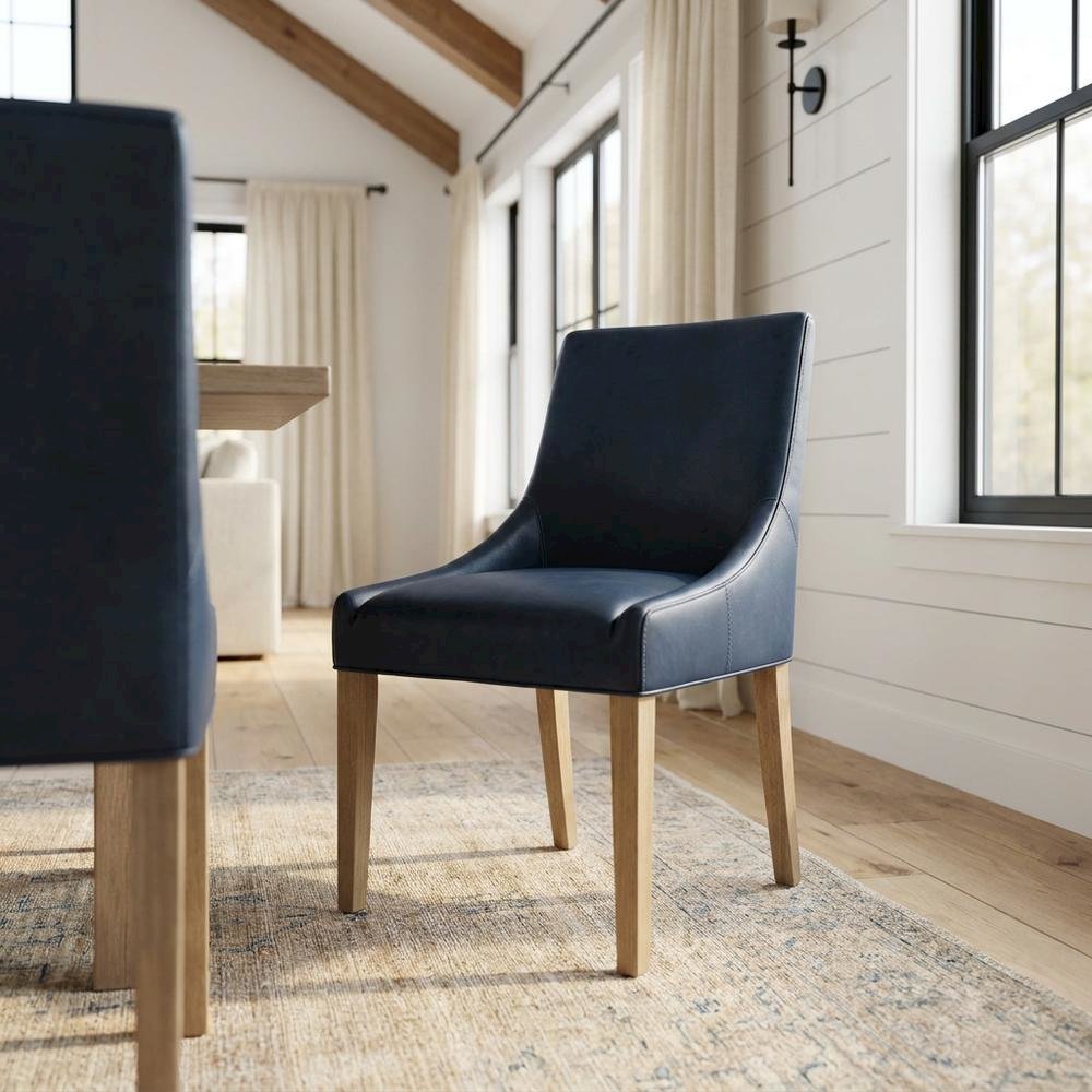 Parsons Dining Chair with High-Back Upholstered Seat for Kitchen, Oak, Set of 2
