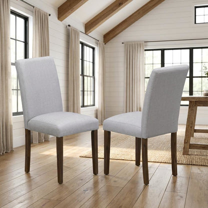 Solid Wood Linen-Upholstered Modern Dining Chair for Dining Room, Set of 2