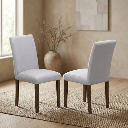 Solid Wood Linen-Upholstered Modern Dining Chair for Dining Room, Set of 2