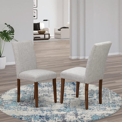 East West Furniture CNAB5-NN-35 5Pc Kitchen Set Offers a Kitchen Table and 4 Parson Chairs with Doeskin Color Linen Fabric, Medium Size Table with Full Back Chairs, Sand Blasting Antique Walnut Finish