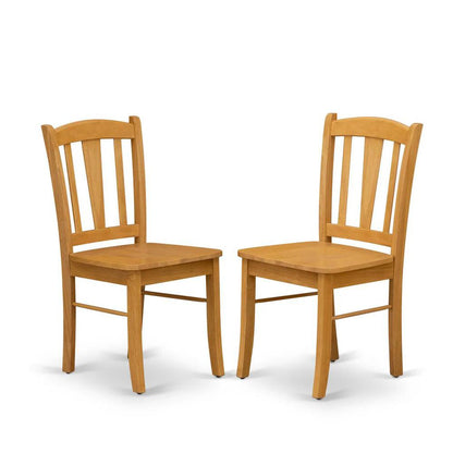 AMDL5-OAK-W - 5-Piece Dining Room Table Set- 4 dining room chairs and Kitchen Dining Table - Wooden Seat and Slatted Chair Back - Oak Finish
