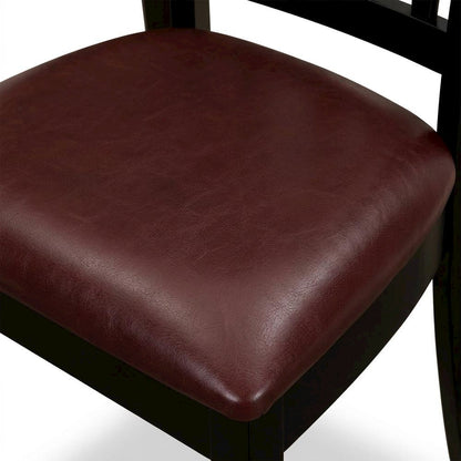 Antique Faux Leather Upholstered Wooden Dining Room Chairs, Set of 2