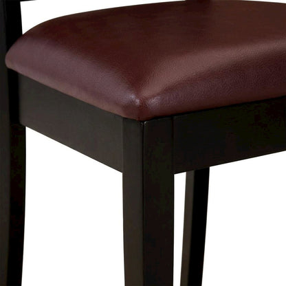 Antique Faux Leather Upholstered Wooden Dining Room Chairs, Set of 2