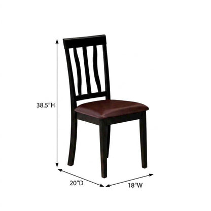 Antique Faux Leather Upholstered Wooden Dining Room Chairs, Set of 2