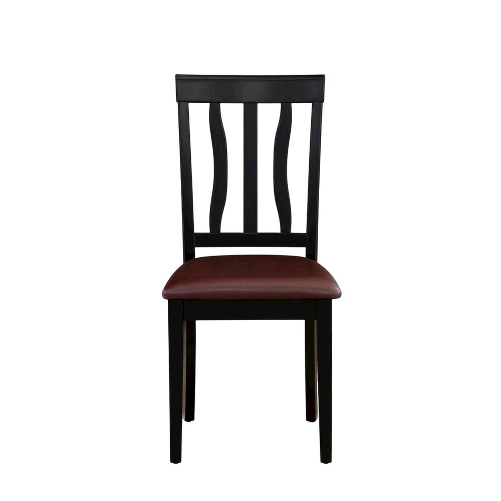 Antique Faux Leather Upholstered Wooden Dining Room Chairs, Set of 2