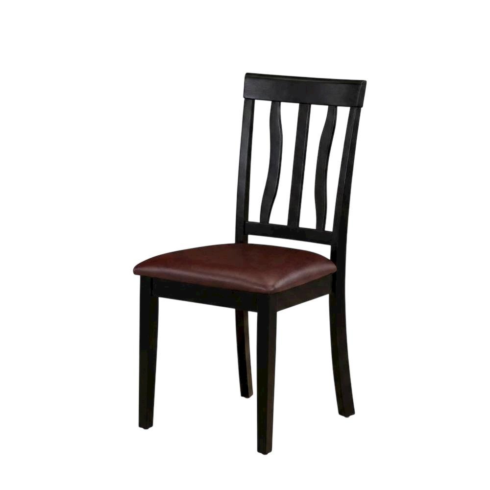 Antique Faux Leather Upholstered Wooden Dining Room Chairs, Set of 2