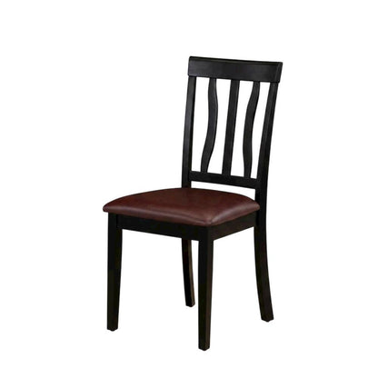 Antique Faux Leather Upholstered Wooden Dining Room Chairs, Set of 2