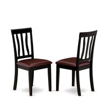 Antique Faux Leather Upholstered Wooden Dining Room Chairs, Set of 2