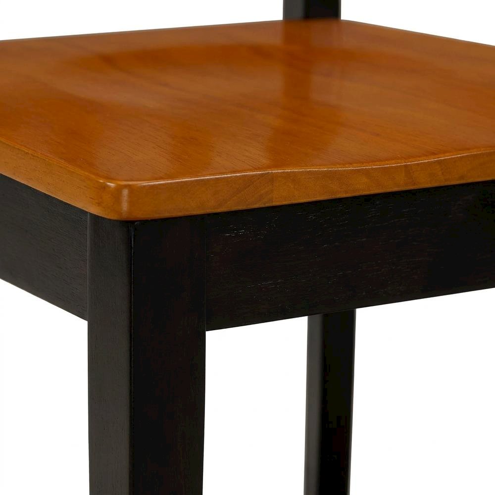 Solid Wood Antique Kitchen Dining Chairs, Black & Cherry, Set of 2