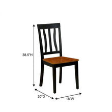 Solid Wood Antique Kitchen Dining Chairs, Black & Cherry, Set of 2