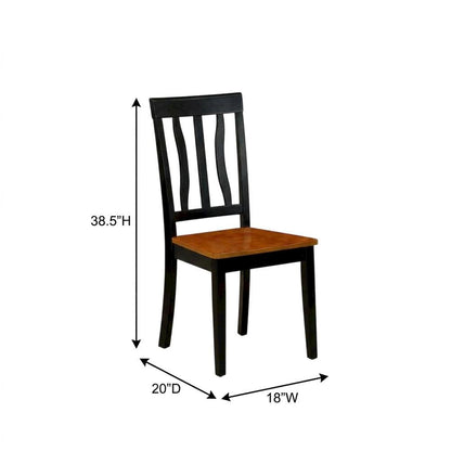 Solid Wood Antique Kitchen Dining Chairs, Black & Cherry, Set of 2