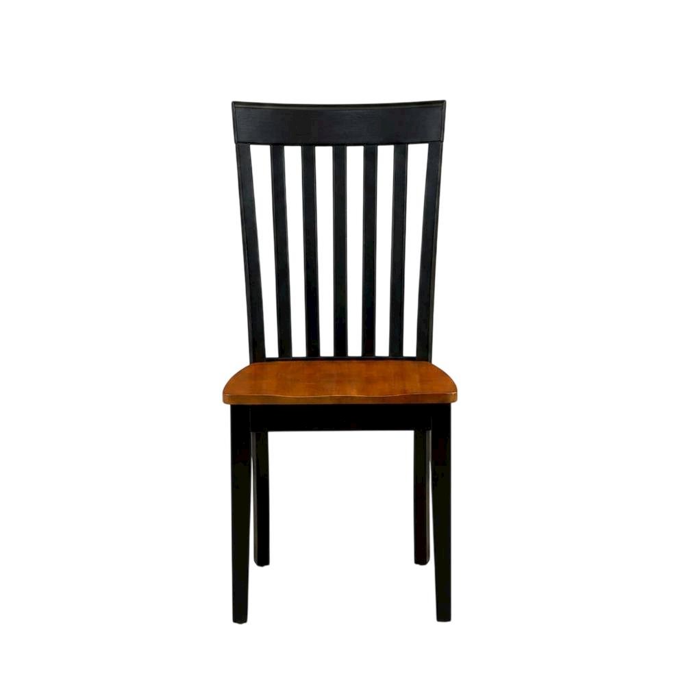Solid Wood Antique Kitchen Dining Chairs, Black & Cherry, Set of 2