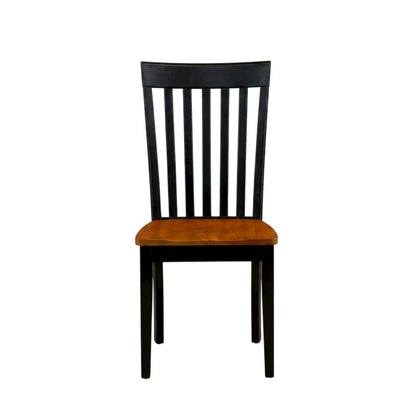 Solid Wood Antique Kitchen Dining Chairs, Black & Cherry, Set of 2