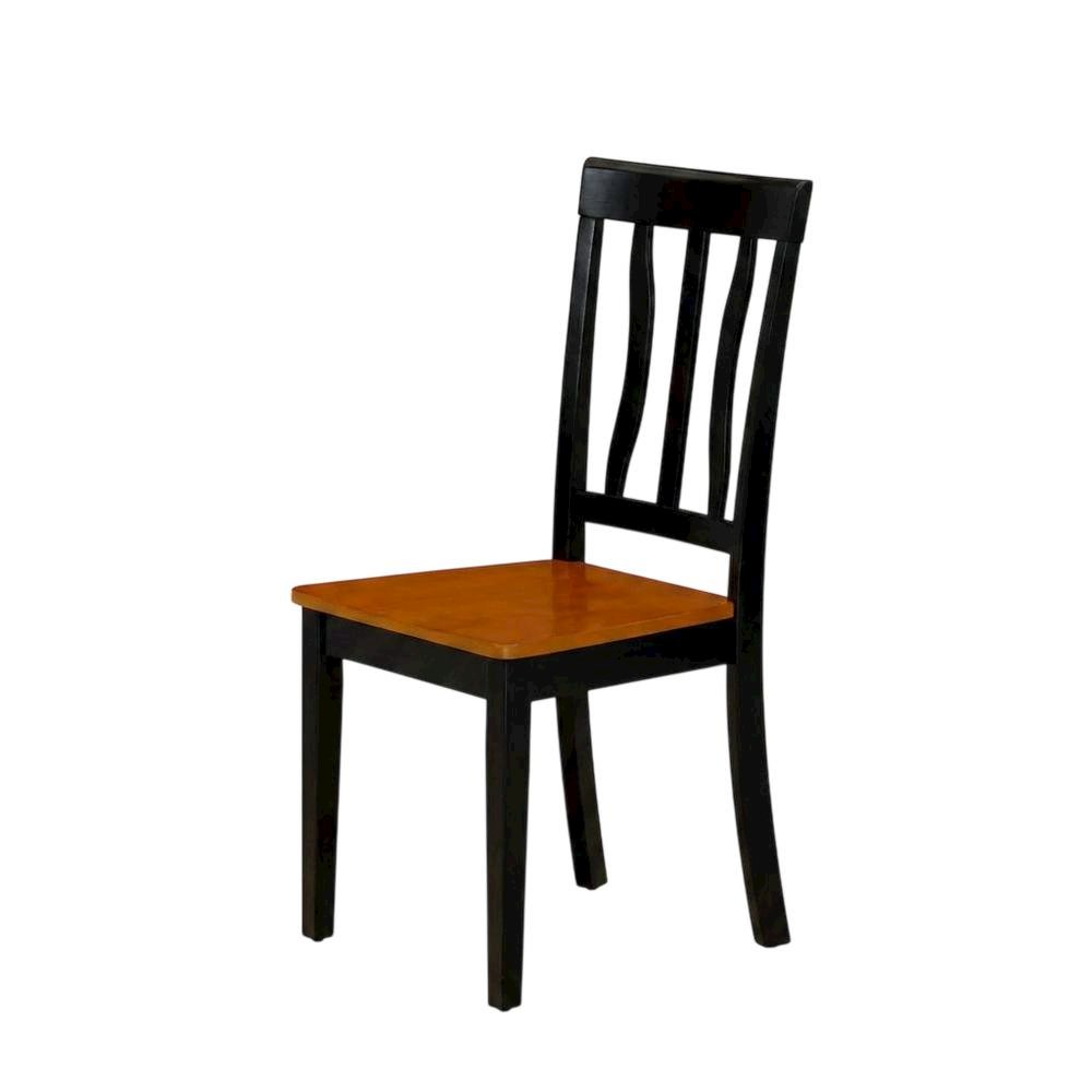 Solid Wood Antique Kitchen Dining Chairs, Black & Cherry, Set of 2
