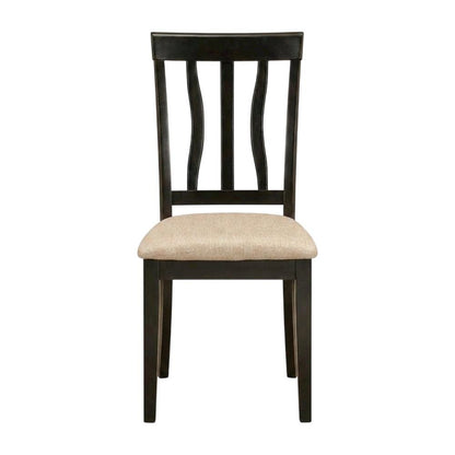 Linen Wood Kitchen Dining Chairs, Traditional Style, Cappuccino, Set of 2