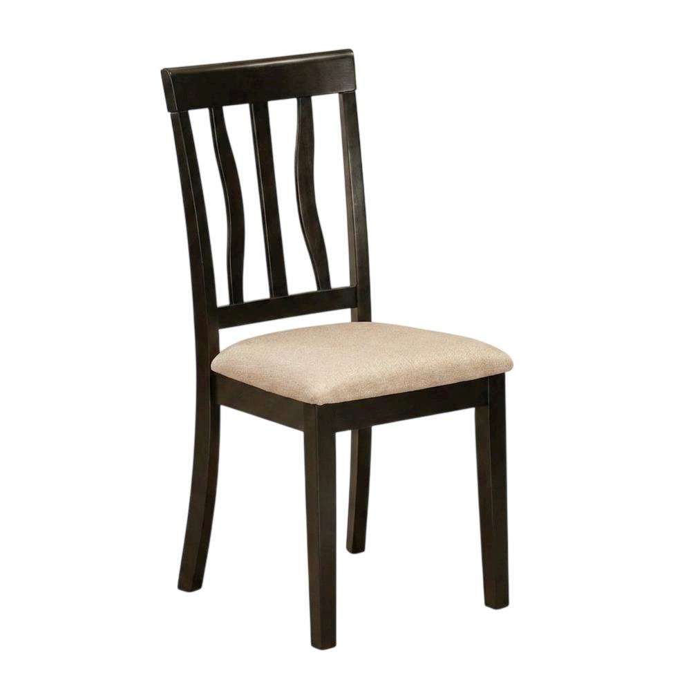 Linen Wood Kitchen Dining Chairs, Traditional Style, Cappuccino, Set of 2