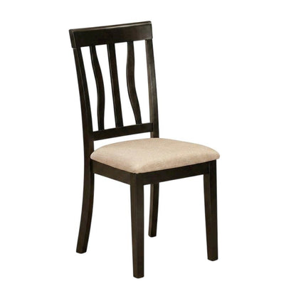Linen Wood Kitchen Dining Chairs, Traditional Style, Cappuccino, Set of 2