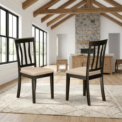 Linen Wood Kitchen Dining Chairs, Traditional Style, Cappuccino, Set of 2