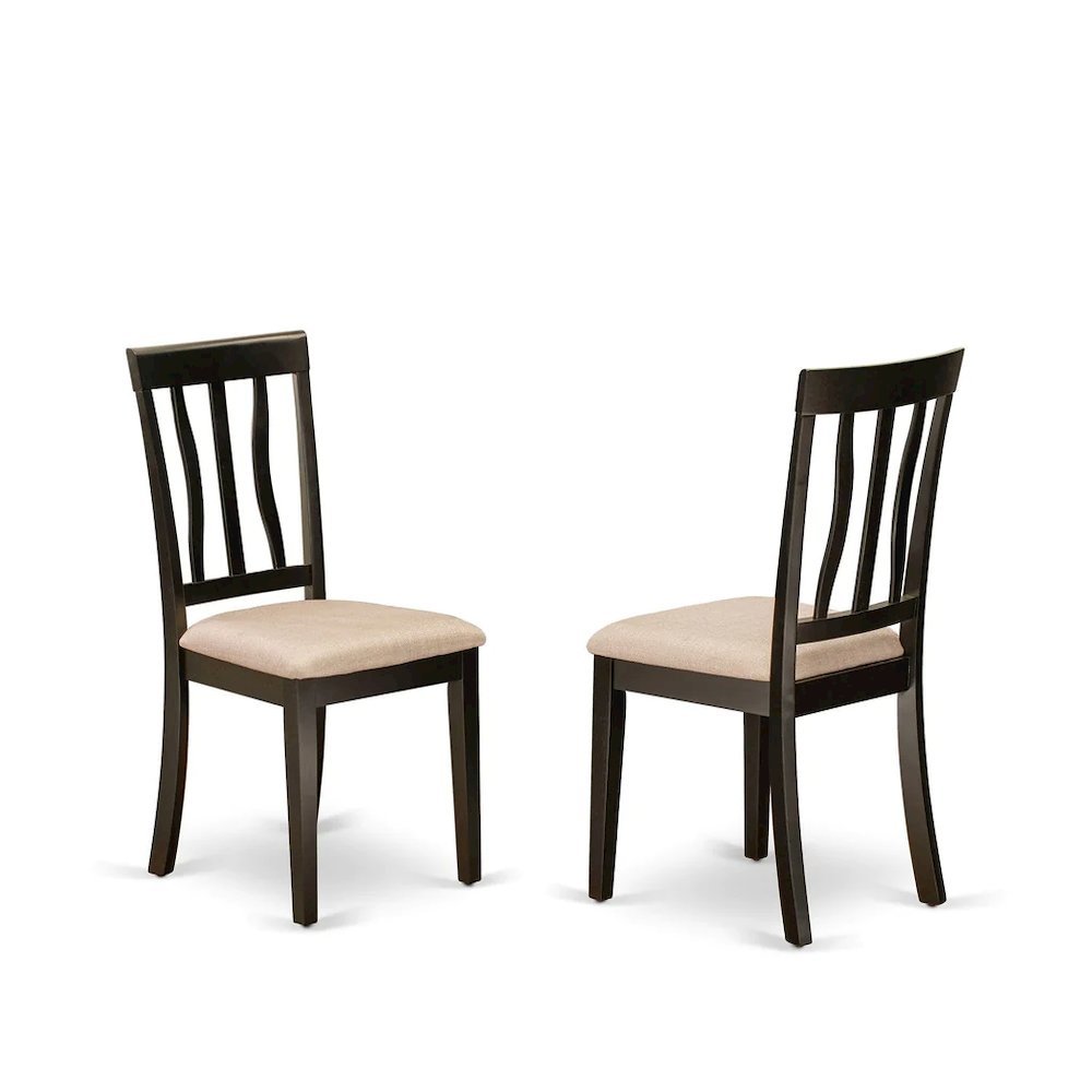 Linen Wood Kitchen Dining Chairs, Traditional Style, Cappuccino, Set of 2