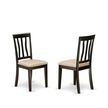 Linen Wood Kitchen Dining Chairs, Traditional Style, Cappuccino, Set of 2