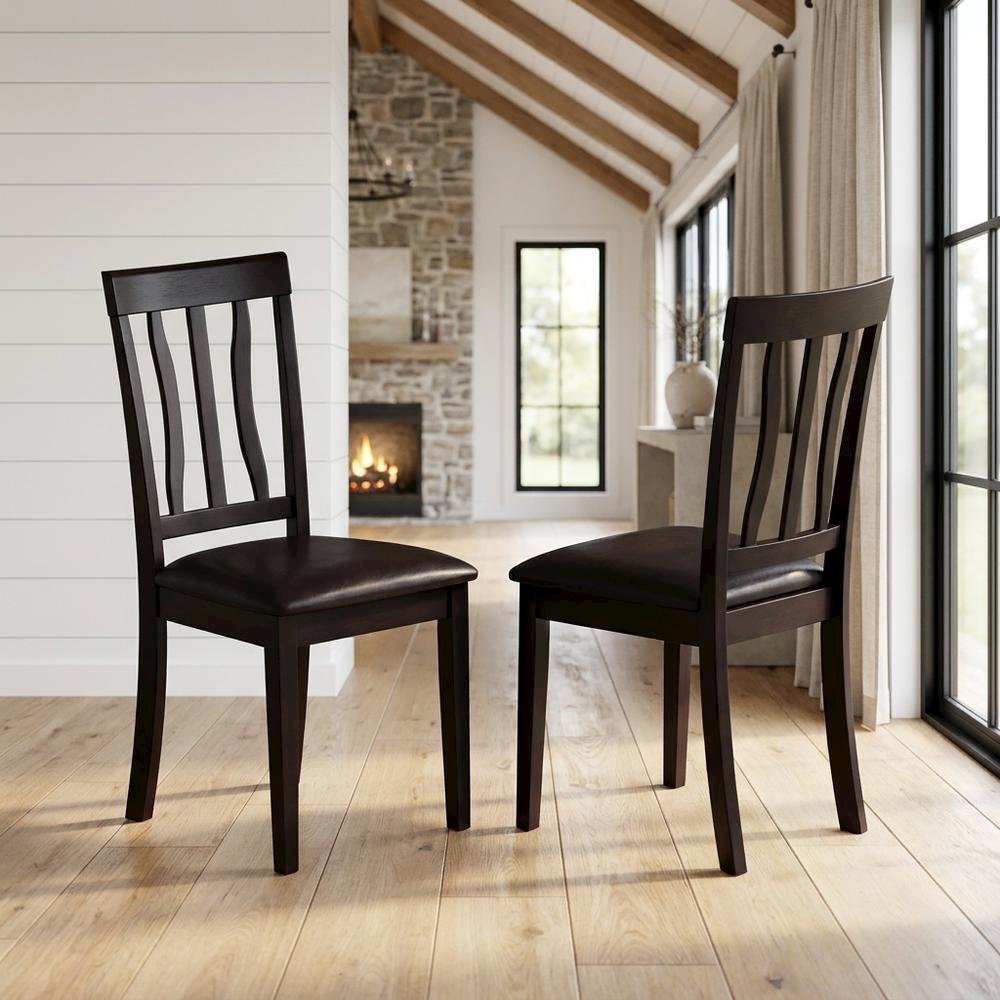 Faux Leather Upholstered Wooden Dining Chairs for Dining Room, Set of 2