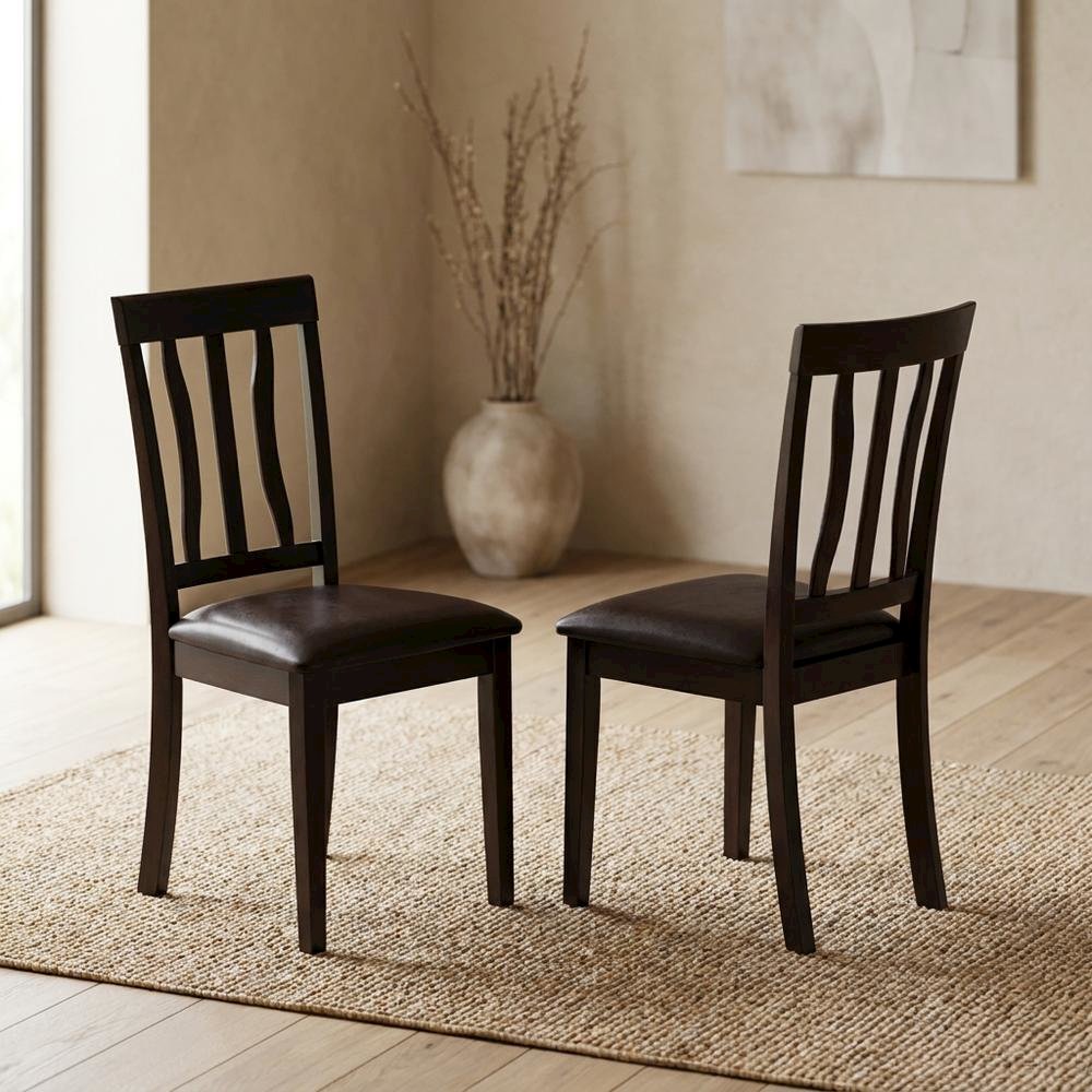 Faux Leather Upholstered Wooden Dining Chairs for Dining Room, Set of 2