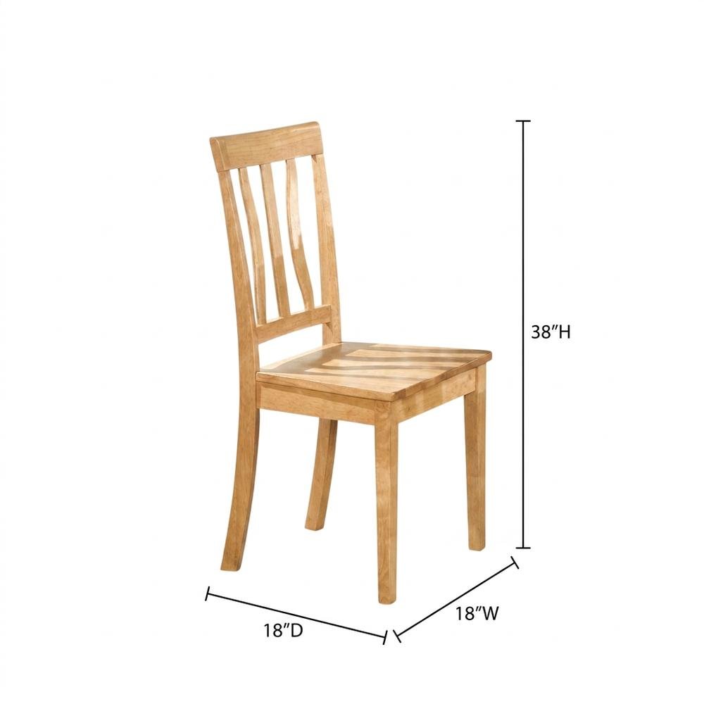 Solid Wood Antique Kitchen Dining Chairs with Slat Back, Oak, Set of 2