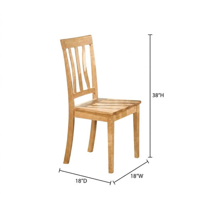 Solid Wood Antique Kitchen Dining Chairs with Slat Back, Oak, Set of 2