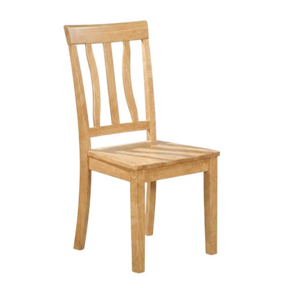 Solid Wood Antique Kitchen Dining Chairs with Slat Back, Oak, Set of 2